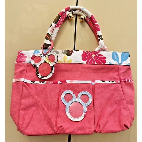 Disney Handbags - VINTAGE Y2K DISNEY STORE MICKEY HAWAIIAN CANVAS HOT PINK TOTE HAND SHOULDER BAG